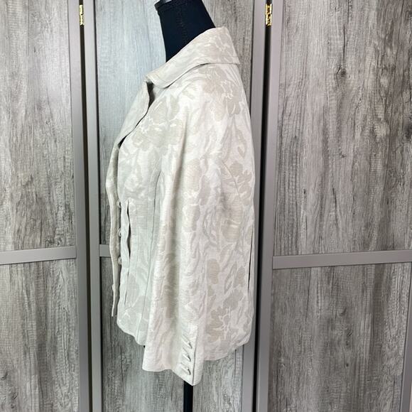 Mango Exclusive Edition floral linen blend double breasted blazer women’s XL - Picture 6 of 15